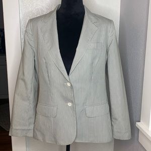 Boston Traveler Blazer Gray Pinstripe 2 Button Classic Career Jacket preppy 14